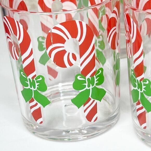VINTAGE MCM H.J. STOTTER Candy Cane Christmas Acrylic Tumbler Glasses Set of 6 - Picture 6 of 9